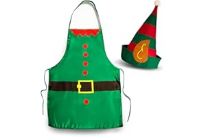 BLUE PLANET FANCY DRESS Christmas Elf Apron and Hat Unisex Mens Ladies Womens Xmas Cooking Fancy Dress Party Santa Santas Helper