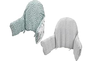 Lomgwumy Cushion for High Chair, Chair Pad IKEA Antilop Highchair, Pack of 2 Seat Pad, Built-in Inflatable Cushion, Soft and Comfortable, Baby Sitting More Comfortable (Fresh Leaf/Grey Stripe)