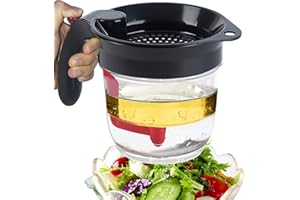 BORDEAG Separador de grasa, filtro de sopa de aceite, 1 L, separador de salsas, jarra de grasa separadora para sopas, salsas y salsas
