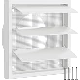 Hon&amp;Guan 100 mm Rectangular Ventilation Grids with Slats &amp; Mosquito Net | 140 mm x 140 mm Exterior Grille Conditioning Ducts