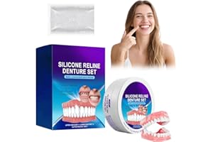 LINXINS Silicone Dentures Full Mouth,Comfortable False Teeth Set,Silicone Dentures Teeth Top and Bottom,Temporary Missing Tooth Replacement Kit for No Teeth Women & Men