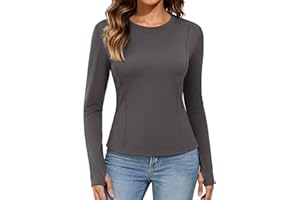 UMIPUBO Maglia Termica Donna Maglietta a Manica Lunga Intimo Termico Abbigliamento Fodera in Pile Strato Base Slim Fit Crop Top T-Shirt a Sportiva Basic Caldo Elegante Invernale