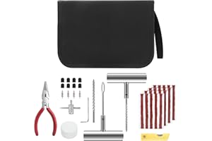 jianyana Kit de reparación de neumáticos, 41 piezas, kit de reparación de neumáticos planos de emergencia universal para reparar pinchazos, para coche, motocicleta, camión, carrito de golf, ATV