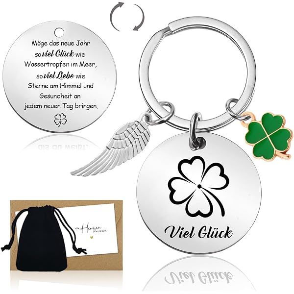 Glücksbringer Schlüsselanhänger Mit Kleeblatt – Personalisierbares Geschenk Für Damen & Beste Freundin