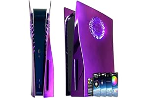 Façades avec bande lumineuse RGB DOBEWINGDELOU Plaque frontale Anneau lumineux 400+ Effets LED Couverture pour Disc Edition Kit de Décoration DIY Accessoires Galvanisé Violet