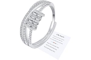 BESMRPG Anxiety Ring,Silver Zirconia,Spinner Fidget,Women Adjustable Stress Reliever With Jewellery Box,Jewelry,Love Girls,Thumb,Daughter Mood Gifts Finger toys Personalised Friendship,for Kids,ladies,Mother