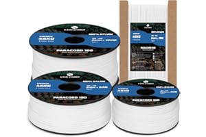 Kamu Synber 2mm Paracord 15M 100% Nylon Corda Paracadute 1 Fili Tipo I per Sopravvivenza, Esterno, DIY | Supporto 45kg | Bianco