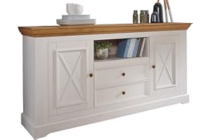 ‎WOODROOM Woodroom Oslo Sidebboard Kommode Anrichte Schrank, Holz, Weiß, BxHxT 169x88x42 cm