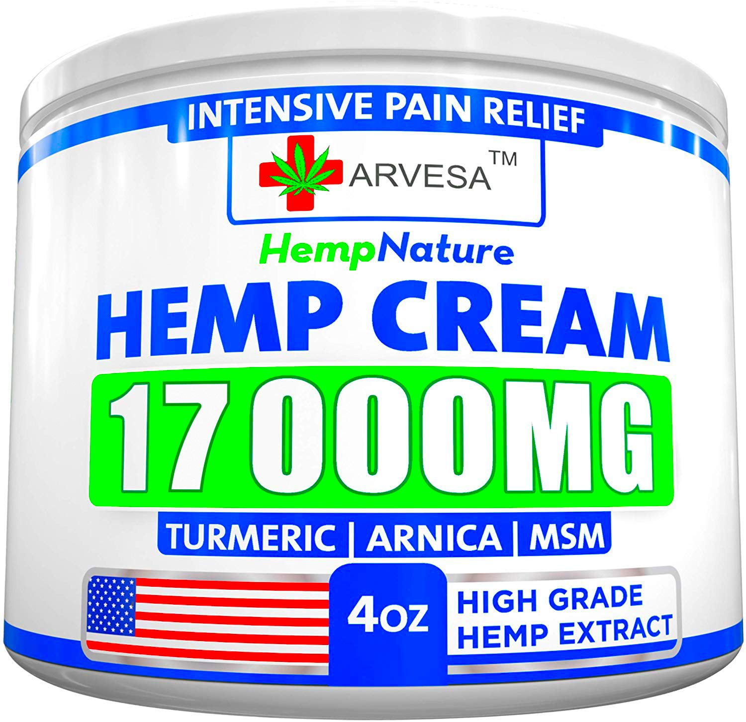 Hemp Pain Relief Cream 17 000 MG Made in USA 4OZ Relieves