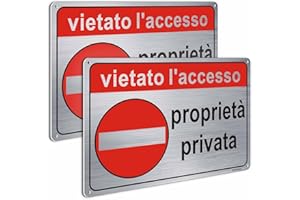 Ashoaza Cartello Proprietà Privata in Alluminio Spazzolato, 20x30 Cm Divieto Accesso, 2 Pezzi Cartello Vietato L'accesso ai non autorizzati, riflettente, impermeabile, resistente ai raggi UV