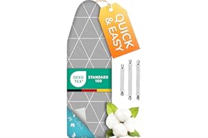 SMART&GENTLE Housse de Table à Repasser Super Douce 5 Couches Turbo 150 x 50-50% Plus Rapide avec réflexion de la Vapeur à Haute Vitesse, fabriquée en Allemagne, Dessus 100% Coton, 150 x 45 cm, 5 Tailles, XXXL