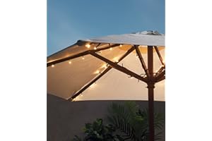 Lights4fun LED Guirlande Lumineuse pour Parasol à 80 LED Blanc Chaud à Piles Exterieur