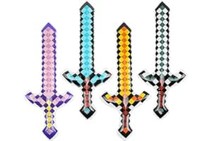 VESMIGA Stocking Fillers Kids, Inflatable Swords Toys Blow up Sword Pixel Diamond Pirate Party Favors, Christmas Secret Santa Gift Halloween Carnival Cosplay Birthday (4 Colors Sword)