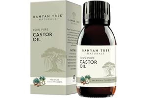 Banyan Tree Natural Castor oil 100ML 100% Pure & Natural Premium Quality Freshly Pressed UV Glass Bottle Hexane Free Eyelashes, Eyebrows, Skin & Hair Growth