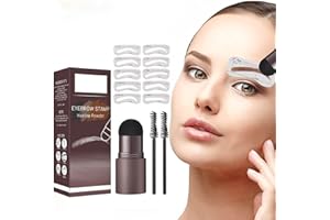DORZU Augenbrauen Schablone, Augenbrauen Stempel,10 Schablonen & 2 Augenbrauen Bürste Pinsel, Wiederverwendbares Anhaltende Eyebrow Stamp Kit(Dunkelbraun)