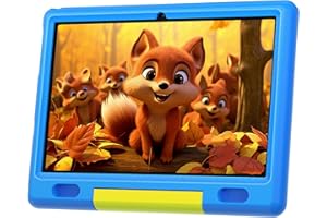 Freeski 10-inch Kids Tablet, Android 13 Tablet for Kids, HD IPS Display, 6GB RAM, 64GB ROM, Quad-Core Processor, Kidoz Pre Installed, Parental Control, Kid-Proof Case (Blue)