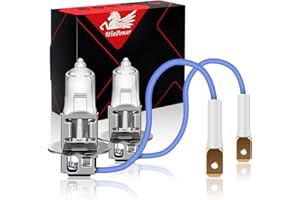 WinPower H3 55W 12V Faros delanteros de coche Bombillas halógenas 3000K Amarillo Luz antiniebla súper brillante, 2 piezas