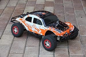 SummitLink Compatible Custom Body Muddy Orange Over White/Black Replacement for 1/10 Scale RC Car or Truck (Truck not included) SSB-WBR-02