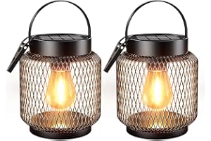 GEARLITE Solcellslampor för utomhusbruk, hängande/stående, 2 stycken metall solcelllyktor för utomhusbruk med större LED-glöd