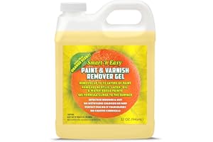 SAFE 'N EASY Smart 'n Easy Citrus Paint & Varnish Remover Gel - Strips Up to 15+ Layers of Acrylic, Latex, Oil, & Water-Based Paints, Varnishes, & Coatings in One Application - Orange Scent - DIY Friendly - 32oz