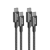 Anker 333 Nylon USB C Cable Fast Charging 100W, PD 3.0 [0.9] Black, 2 Packs | 12,000 Bends, USB C to Type C Cable for iPhone