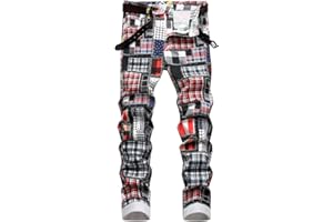 AIYINO Mens Biker Jeans Ripped Regular Straight Leg Stylish Denim Jeans All Waist