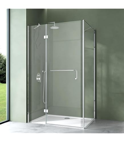 BERNSTEIN Eckdusche NT806 FLEX – Schiebetür, Grauglas 6mm ESG, Nano-Beschichtung, Schwarz Matt, 120x80 Cm