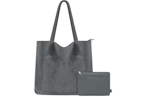 GASSDA Cord Tasche Damen,Groß Shopper Tasche Damen Handtasche Umhängetasche Tote Bag Damen mit Reißverschluss und Kosmetiktaschen 2er-Set