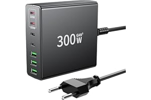 FINIBO USB C Ladegerät 300W: 7-Ports USB schnellladegerät mehrfach mit 4 USB-C und 3 USB-A, USB c ladegerät mehrfach Dual-PD PPS Charger USB c für MacBook Pro/Air,iPad Pro/Air,Sumsung (Schwarz)