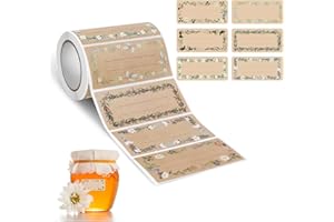 AiQInu Etiquetas Adhesivas de Papel Kraft,200PCS Personalizadas Etiquetas de Congelació, Escriturable Pegatinas Decorativas para Mermelada, Sobre, Hecha Mano, Bolsa de Regalo