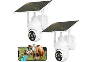 SEHMUA 4G LTE Telecamera Esterno con SIM e pannello solare, 2K Telecamere Batterie Senza Fili, 360° PTZ Videocamera Sorveglianza, Visione Notturna, PIR Rilevamento, Audio Bidirezionale, IP66, 2 Pezzi