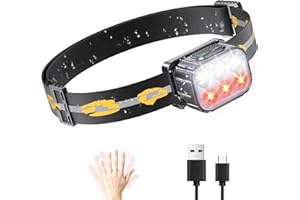 EOIWUY Linterna Frontal LED Recargable, Linterna Cabeza Impermeable IP65, 6 Modos Luz con Luz Rojo & 36H de Funcionamiento, Super Brillante 350LM Luz Frontal Ultraligera para Correr