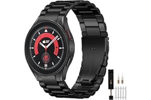 Mastten No Gap Compatible with Samsung Galaxy Watch 7 6 5 4 Strap 44mm 40mm, Stainless Steel Metal Watchband for Galaxy Watch 6 Classic Strap 47mm 43mm/Watch 5 Pro 45mm/4 Classic 46mm 42mm, Black