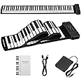 POGOLAB 88 Keys Roll Up Piano, Flexible Keyboard Piano with 14 Demos/128 Rhythms/128 Built-in Tones, Portable Folding Piano with Headphone Jack, Bluetooth Wireless, Foldable Piano for Beginners