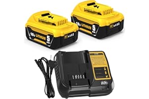 DOSCTT 2pcs 5.0Ah DCB200 per Dewalt Batteria 18V + 1pcs DCB107 3A caricabatterie per Dewalt 10.8V- 18V DCB200-2 DCB204 DCB120 DCB127