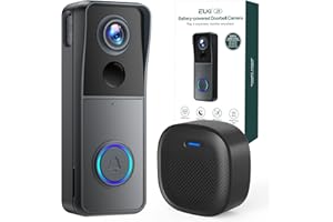 EUKI Video Türklingel mit Kamera Kabellos, 1080P HD WLAN Video Doorbell Akku mit Gong/Klingeltönen, türklingel Funk，Batteriebetrieben, PIR Personenerkennung, Nachtsicht, 2-Wege-Audio