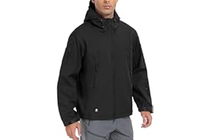 Aosyax Uomo Giacche Softshell Militare Tattico Impermeabile per Campeggio Caccia Pesca Outdoor Giacca con Cappuccio