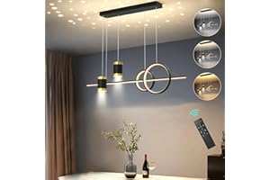 BRIMETI Lampadario LED Soffitto, Lampadario a Sospensione da pranzo, Lampada a Sospensione Nero Moderno Dimmerabile 45W, per Soggiorno Sala da Pranzo Cucina Stanza degli,Regolabile in Altezza 150cm