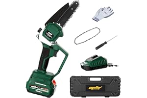 Mellif Akku Kettensäge für Makita Akku 18V, Mini Kettensäge 6 Zoll mit Akku 4.0Ah, Brushless Motor, Automatischer Öler für Gartenschere, Holzschneiden (inkl. MELLIF 1 Akku 4.0 Ah + 1 Ladegerät 2.0Ah)
