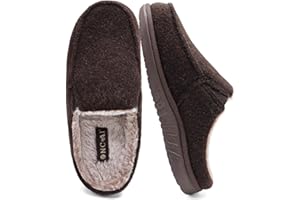 ONCAI Hombre Zapatillas de estar por casa,Zapatillas Familiares Con Suela de Goma Sentro y Fuera de la Sala de Espuma de Memoria de Alta Densidad de Lana y Algodón (EU Talla 6-14)