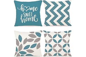 ZWJD Set di 4 Fodere per Cuscini 45x45 Copricuscini Arredo Casa Motivo Geometrico Fodere per Cuscini Decorativi in Cotone e Lino Federe per Cuscini del Divano del Divano 45x45 cm-A023