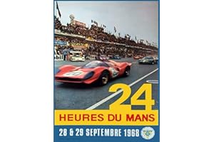 ABLERTRADE Plaque en métal 20,3 x 30,5 cm 1968 24 heures Le Mans publicité de course automobile vintage Affiche décorative murale
