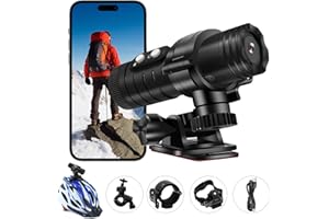 Nisanmoon Camara Deportiva WiFi HD 1080P Camara Deportiva para Moto, 120° Camara de Accion WiFi, Camara de Casco Soporta Conexion WiFi y 7 Horas de Grabacion en Exteriores