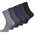 Wonky Line Men's 100% Cotton Socks, 5 pairs multipack, soft top, natural socks, flat toe seam, hypoallergenic,black, grey, navy, brown beige dress socks, casual formal socks
