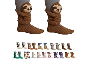 Dewppxi 3D Stricksocken Damen Mit Tieren, 3D Knit Animal Socks, Lustige Handgehäkelte Tiersocken, Weihnachten Winter Kuschelsocken Umarmung, Doppellagige Tiersocken Süße Cartoon Tier Socken