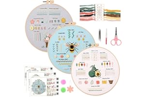 GOTDYBST Stickset Für Anfänger, Sticken Set Erwachsene, Zum Erlernen Von 28 Verschiedenen Stichen, Kreuzstich Set - Enthält Kattun, Faden, Nadel, Stickrahmen Und Video-Tutorial