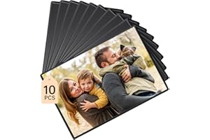 FRETONBA 10 sztuk magnetycznych ramek na zdjęcia, 15 x 10 cm magnesy na zdjęcia do samodzielnego zaprojektowania, magnesy na lodówkę kieszenie na pocztówki, czarne