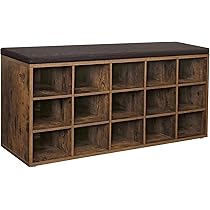 VASAGLE schoenenbank, schoenenrek met zitting, bank met opbergruimte, goed gevoerd, gangbank met 10 vakken, verstelbare planken, voor slaapkamer, 30 x 104 x 48 cm, kameelbruin LHS010K02 VASAGLE schoenenbank, schoenenrek met zitting, bank met opbergruimte, goed gevoerd, gangbank met 10 vakken, verstelbare planken, voor slaapkamer, 30 x 104 x 48 cm, kameelbruin LHS010K02
