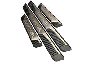 JYMLOV 4pcs Car Door Sill Protector Strips Stainless steel Threshold Protective Film Kick Plate Cover Sticker for REN-AULT Captur 2015 2016 2017 2018 2019 2020 Car Accessories,Silver