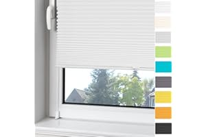 OUBO Plissee Klemmfix ohne Bohren Aluminium-Schienen, Weiß 80 x 120cm(BxH), lichtdurchlässig & Blickdicht, Jalousie Faltrollo Innen für Fenster & Tür